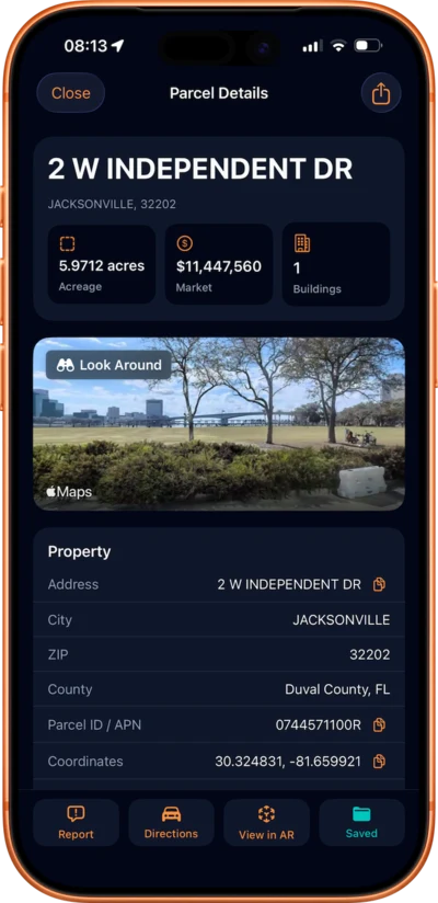 Parcel Details — AcreBound iOS app screenshot