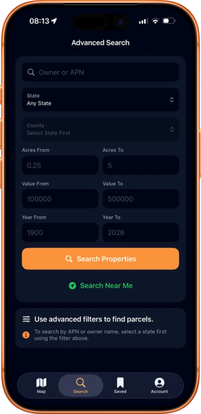 Advanced Search — AcreBound iOS app screenshot